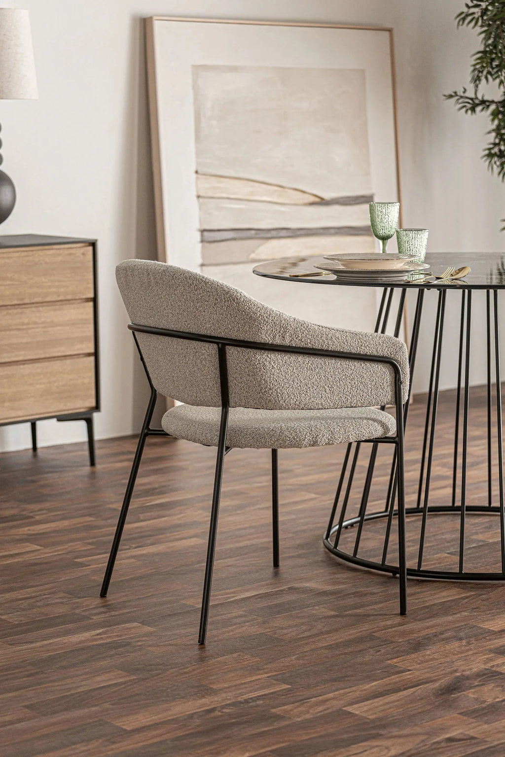 Chaise de Salle à Manger avec Accoudoirs Gris BIKAL - 57 x 58 cm KODU