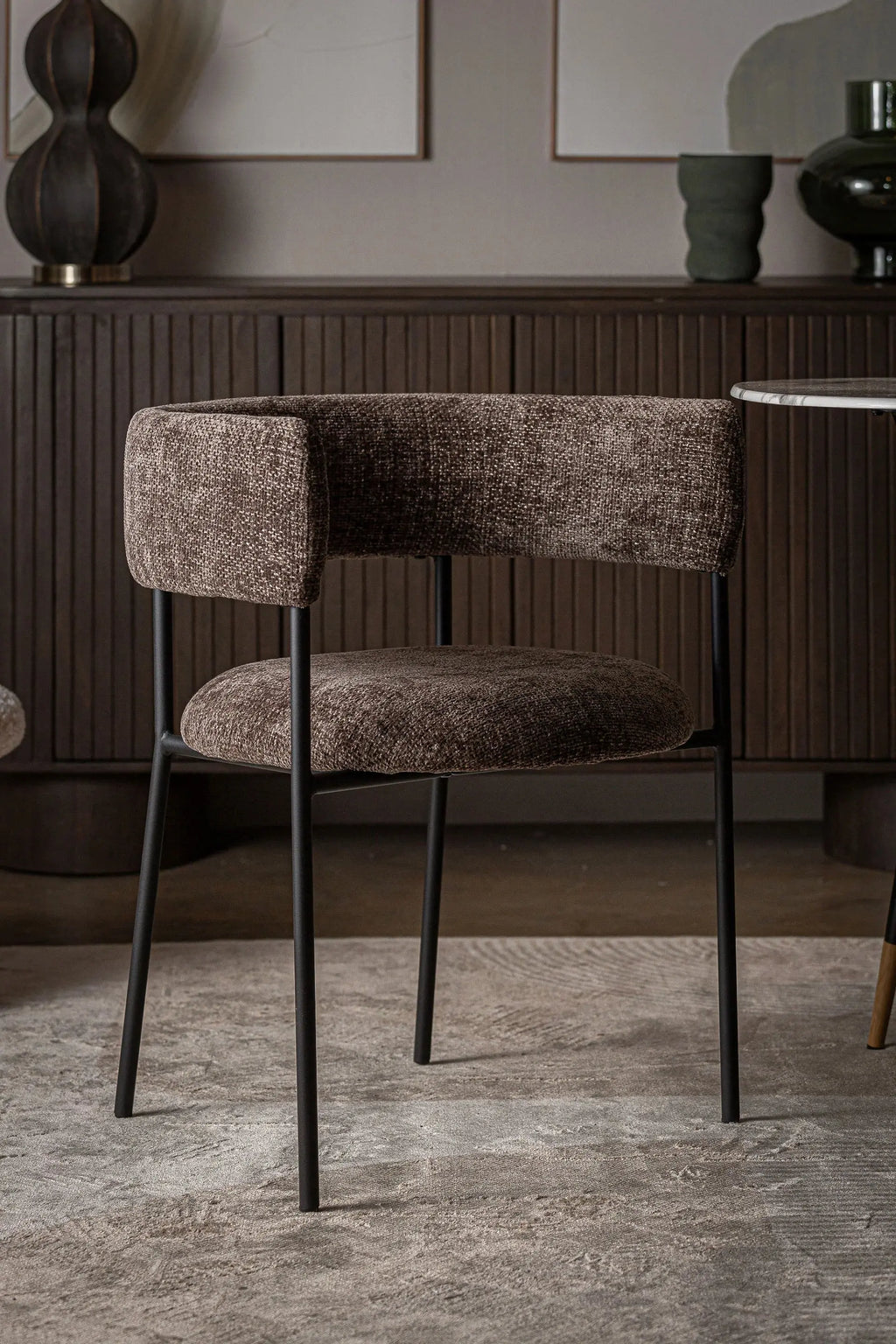 Chaise de Salle à Manger avec Accoudoirs Marron ALLENC - 59 x 59 cm KODU
