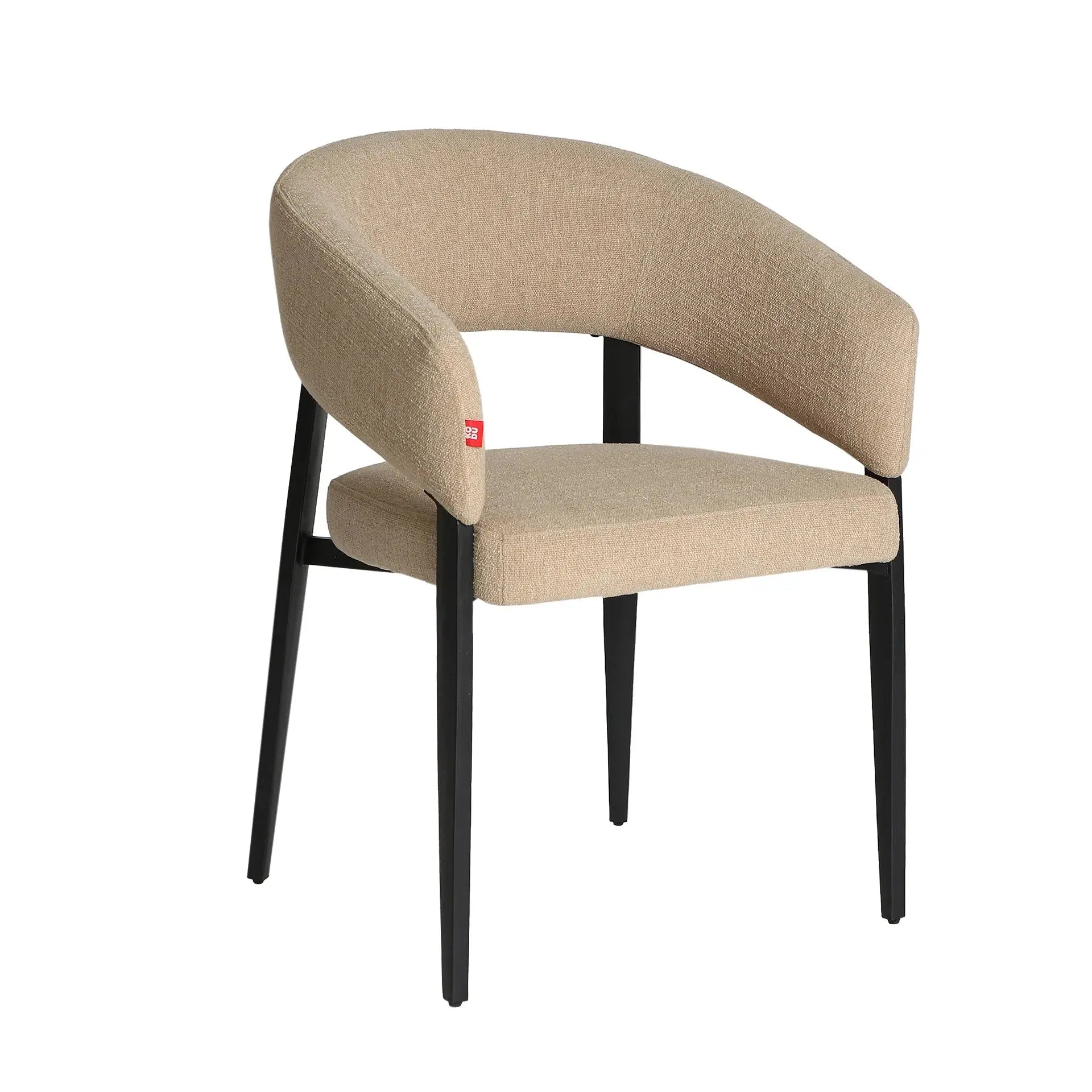 Chaise de Salle à Manger avec Accoudoirs Tissu Beige BRUGES - 59 x 60 cm KODU