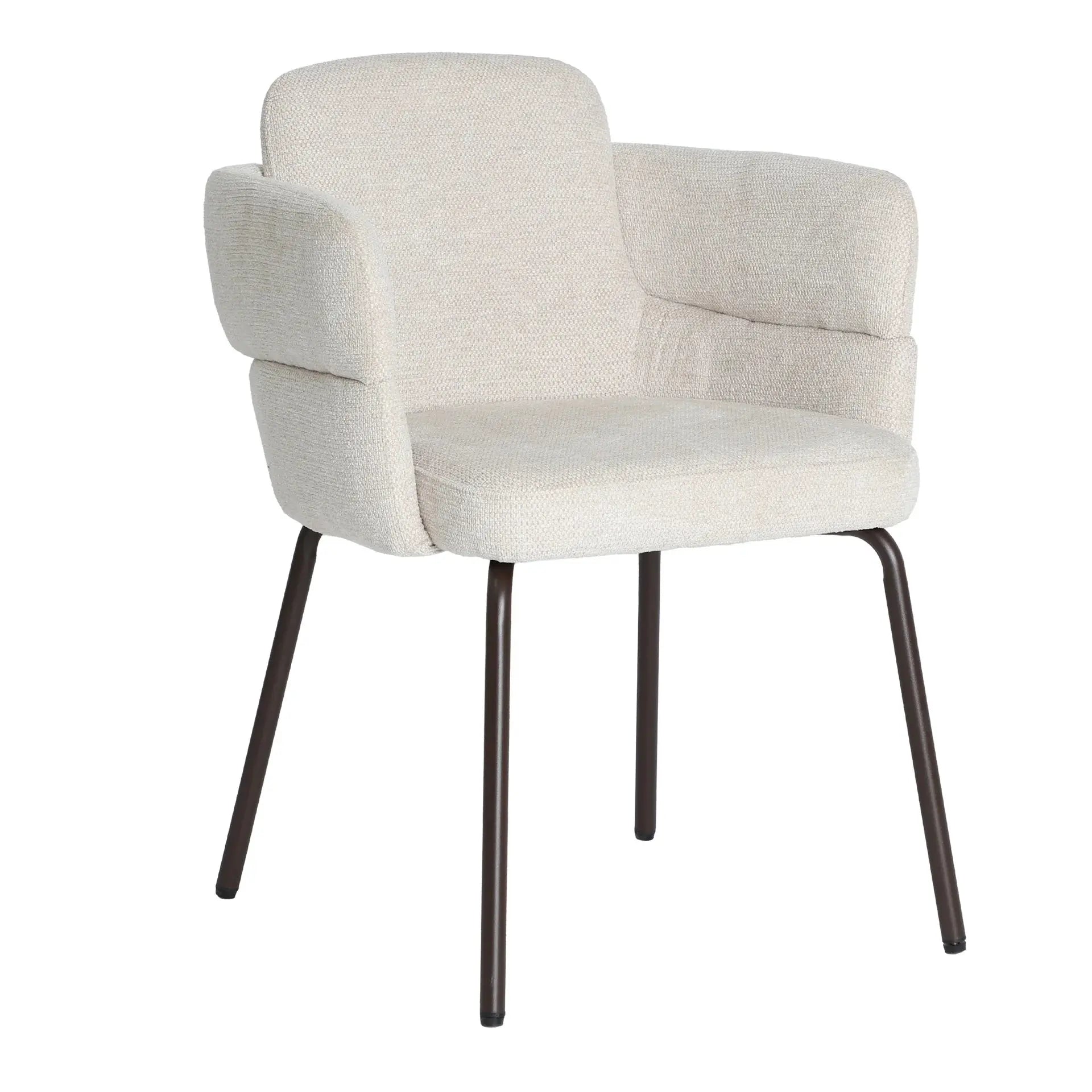 Chaise de Salle à Manger avec Accoudoirs Tissu Crème LAVEN - 57 x 63 cm KODU