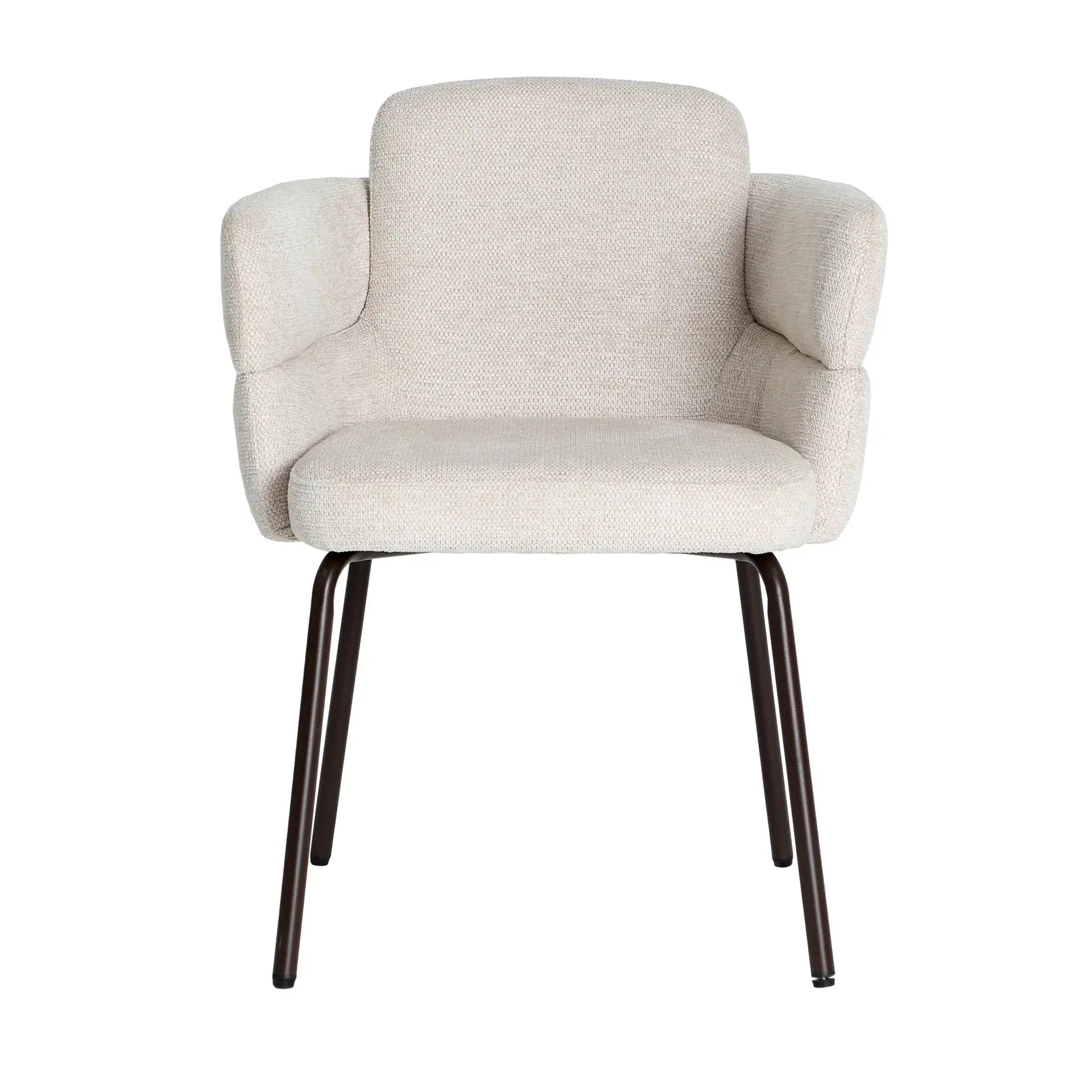 Chaise de Salle à Manger avec Accoudoirs Tissu Crème LAVEN - 57 x 63 cm KODU