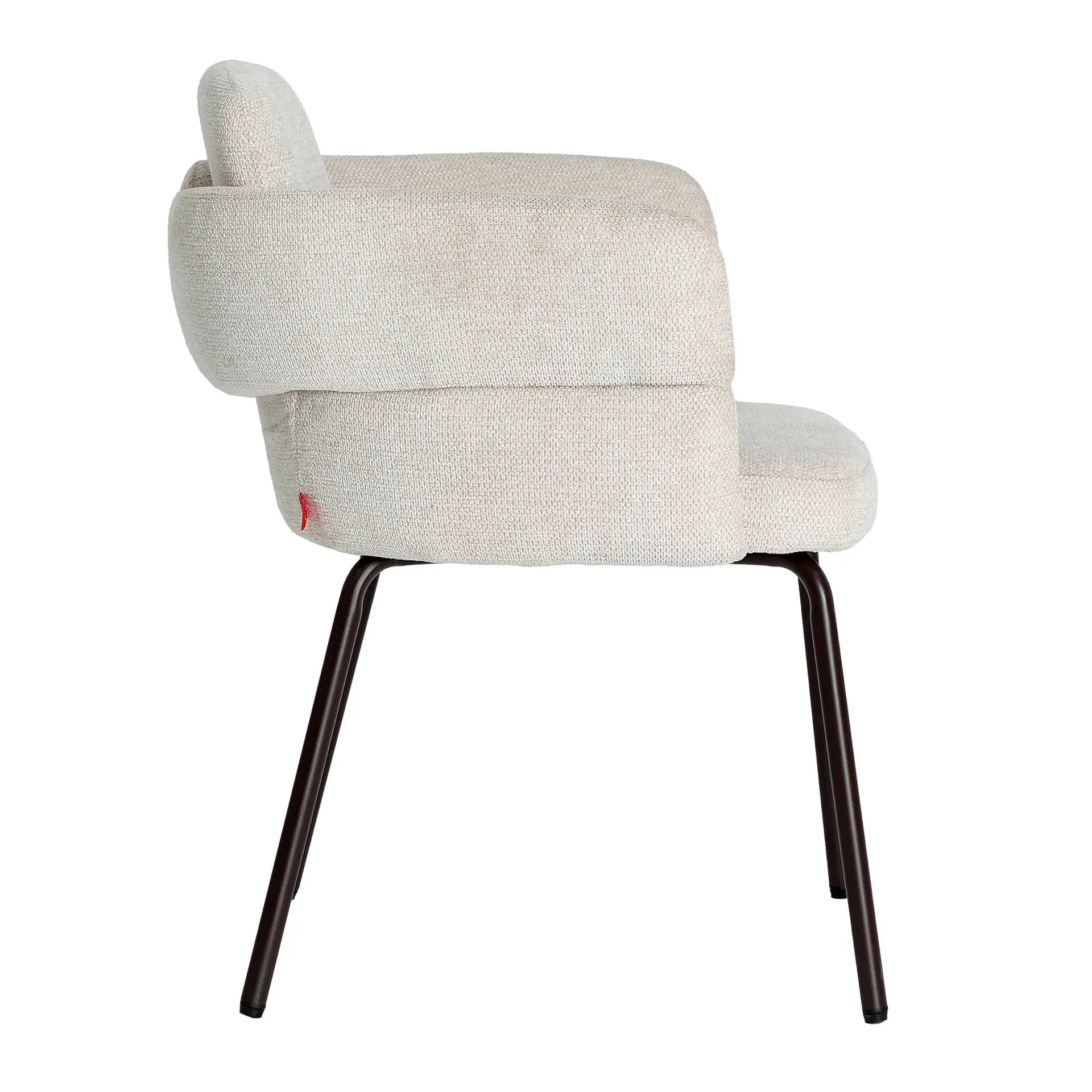 Chaise de Salle à Manger avec Accoudoirs Tissu Crème LAVEN - 57 x 63 cm KODU