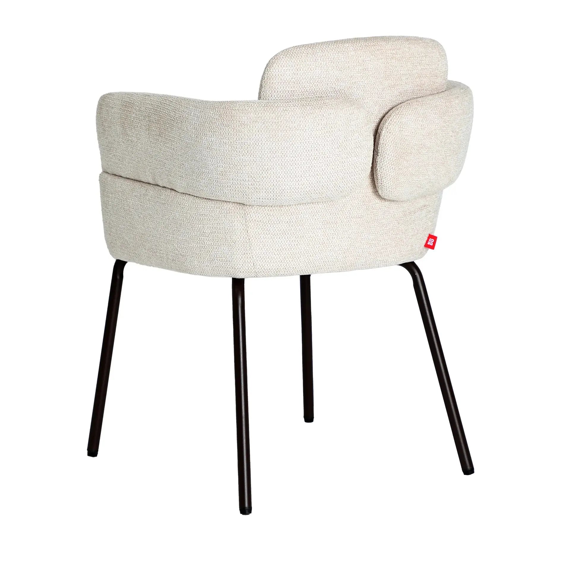 Chaise de Salle à Manger avec Accoudoirs Tissu Crème LAVEN - 57 x 63 cm KODU
