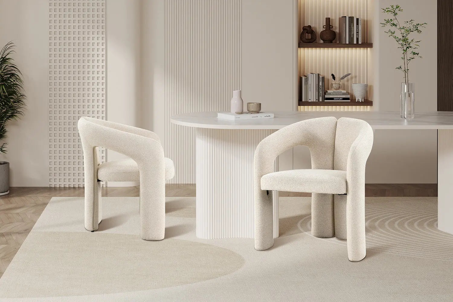 Chaise de Salle à Manger avec Accoudoirs en Tissu LANA - 63 x 62 cm Rousseau