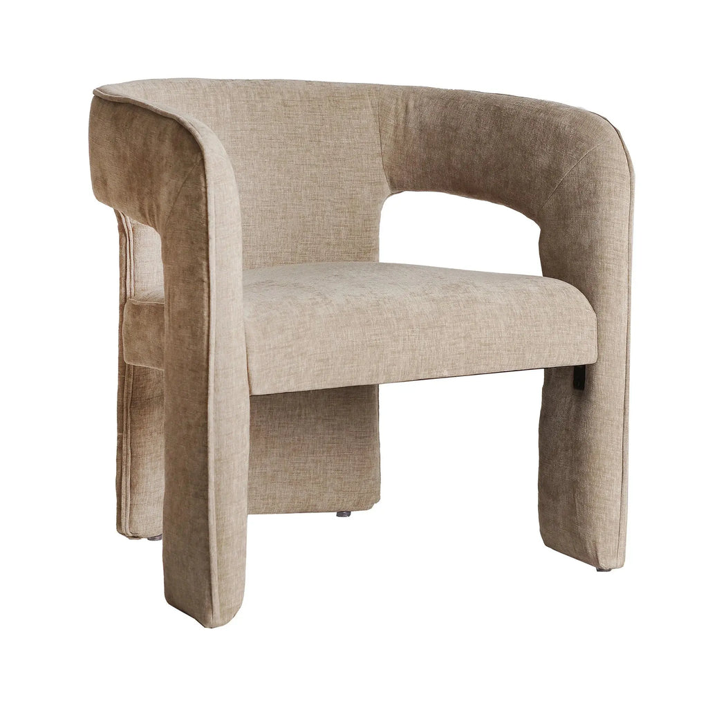 Chaise de Salle à Manger avec Accoudoirs en Tissu Velours Beige BAUTZEN - 66 x 68 cm KODU