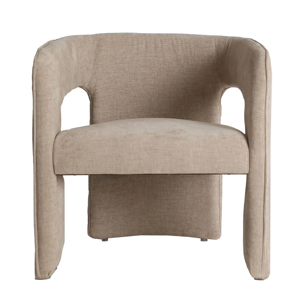 Chaise de Salle à Manger avec Accoudoirs en Tissu Velours Beige BAUTZEN - 66 x 68 cm KODU