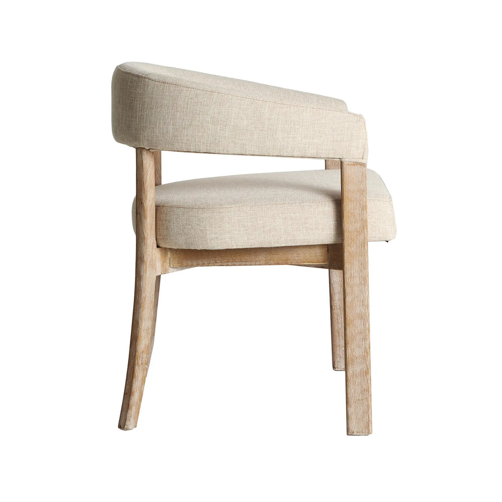 Chaise de Salle à Manger en Bois d'Orme Tissu Lin Beige KAI - 58 x 61 cm KODU