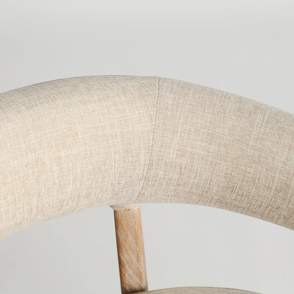 Chaise de Salle à Manger en Bois d'Orme Tissu Lin Beige KAI - 58 x 61 cm KODU