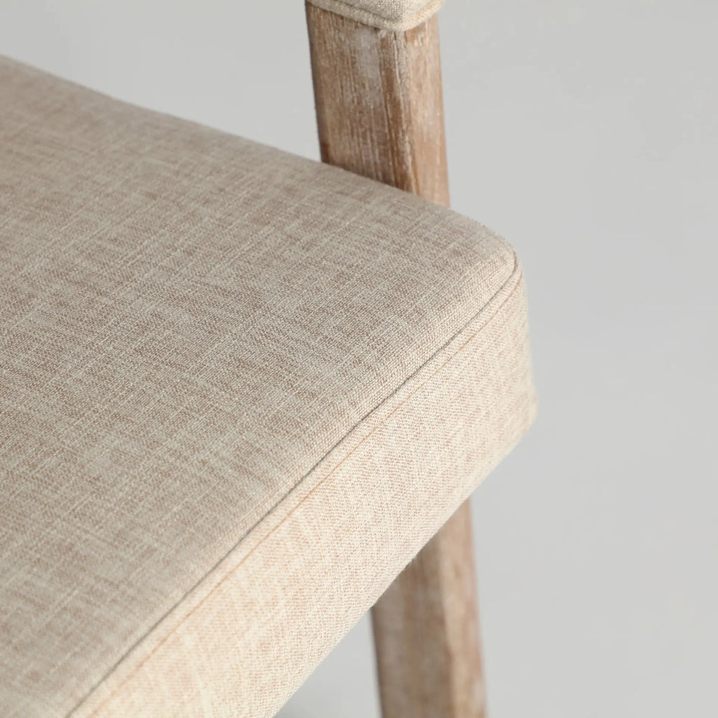 Chaise de Salle à Manger en Bois d'Orme Tissu Lin Beige KAI - 58 x 61 cm KODU