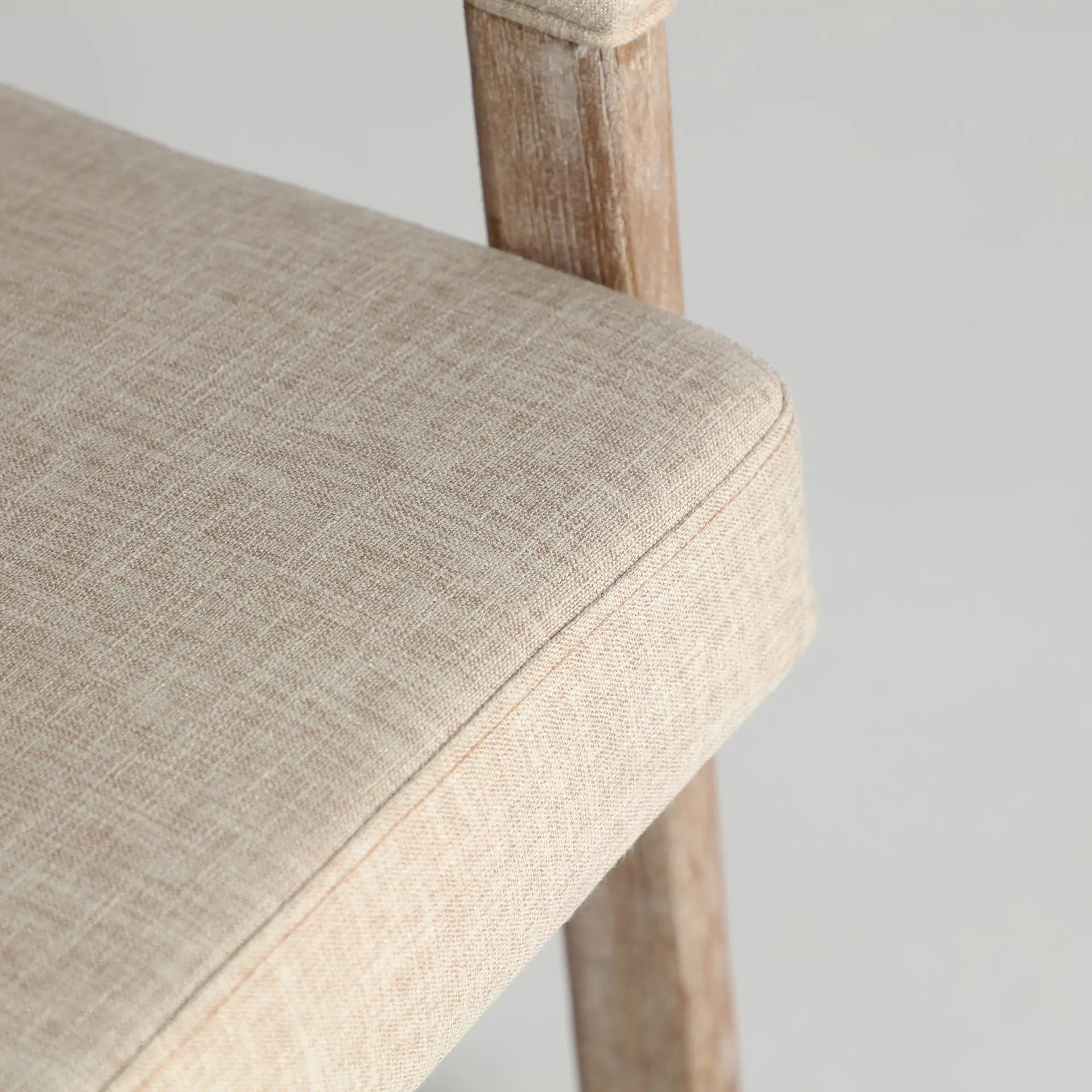 Chaise de Salle à Manger en Bois d'Orme Tissu Lin Beige KAI - 58 x 61 cm KODU
