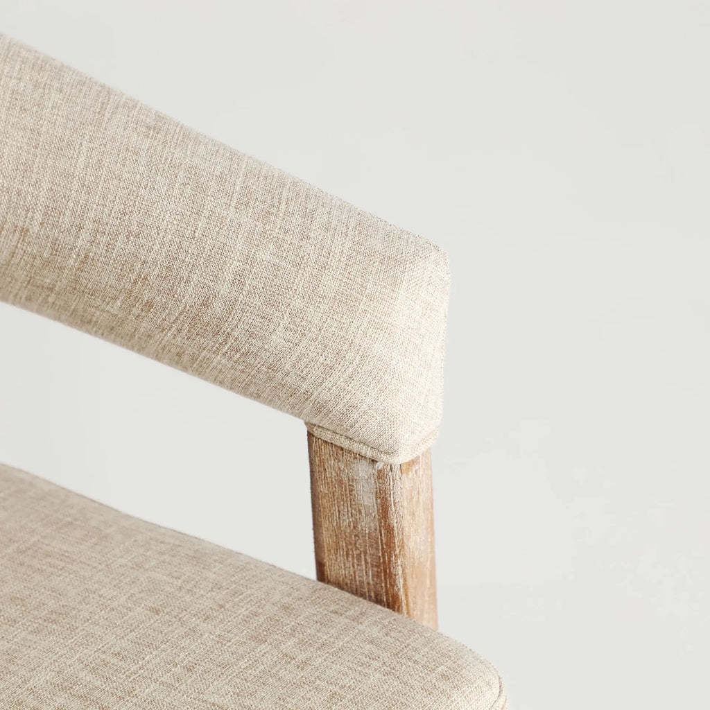 Chaise de Salle à Manger en Bois d'Orme Tissu Lin Beige KAI - 58 x 61 cm KODU