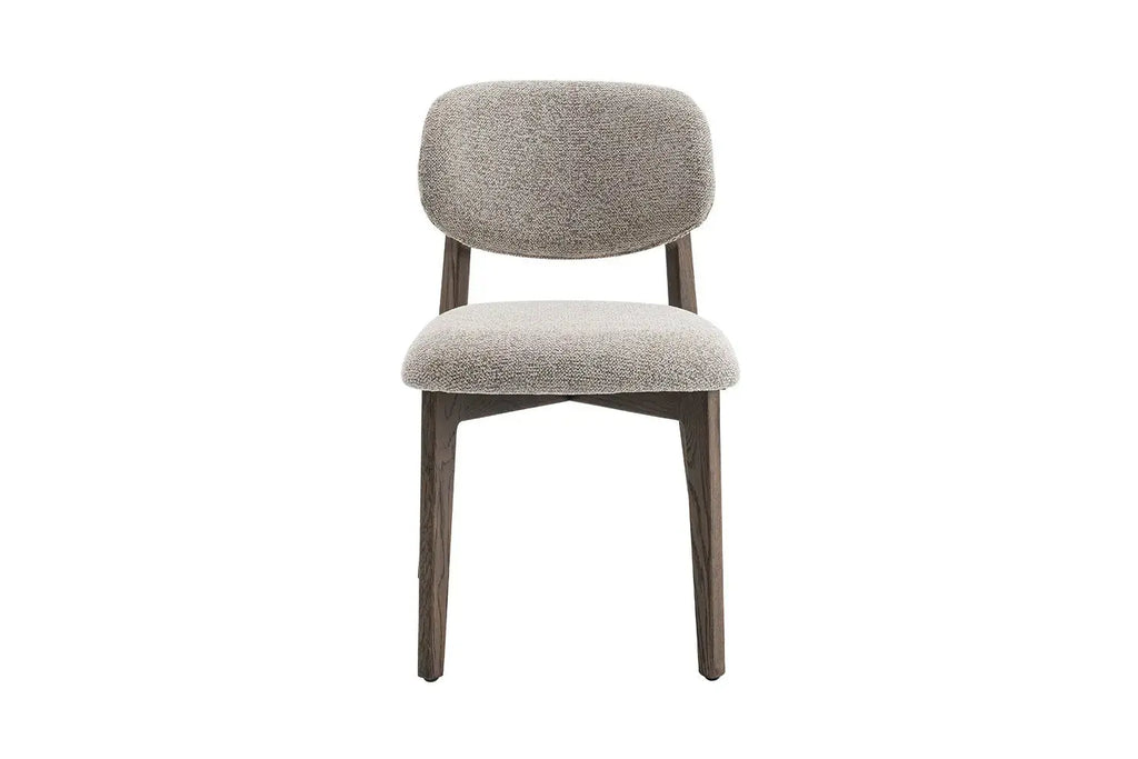 Chaise de Salle à Manger en Bois de Chêne Foncé Tissu Couleur Sable THEA Rousseau