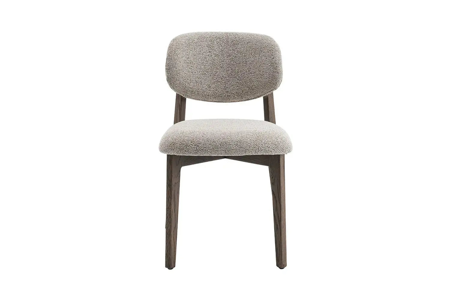 Chaise de Salle à Manger en Bois de Chêne Foncé Tissu Couleur Sable THEA Rousseau