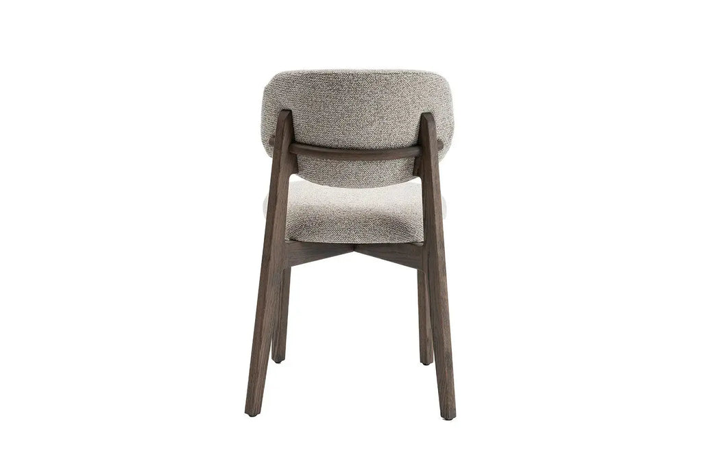 Chaise de Salle à Manger en Bois de Chêne Foncé Tissu Couleur Sable THEA Rousseau