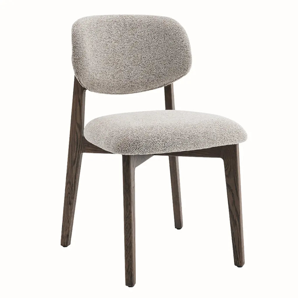 Chaise de Salle à Manger en Bois de Chêne Foncé Tissu Couleur Sable THEA Rousseau