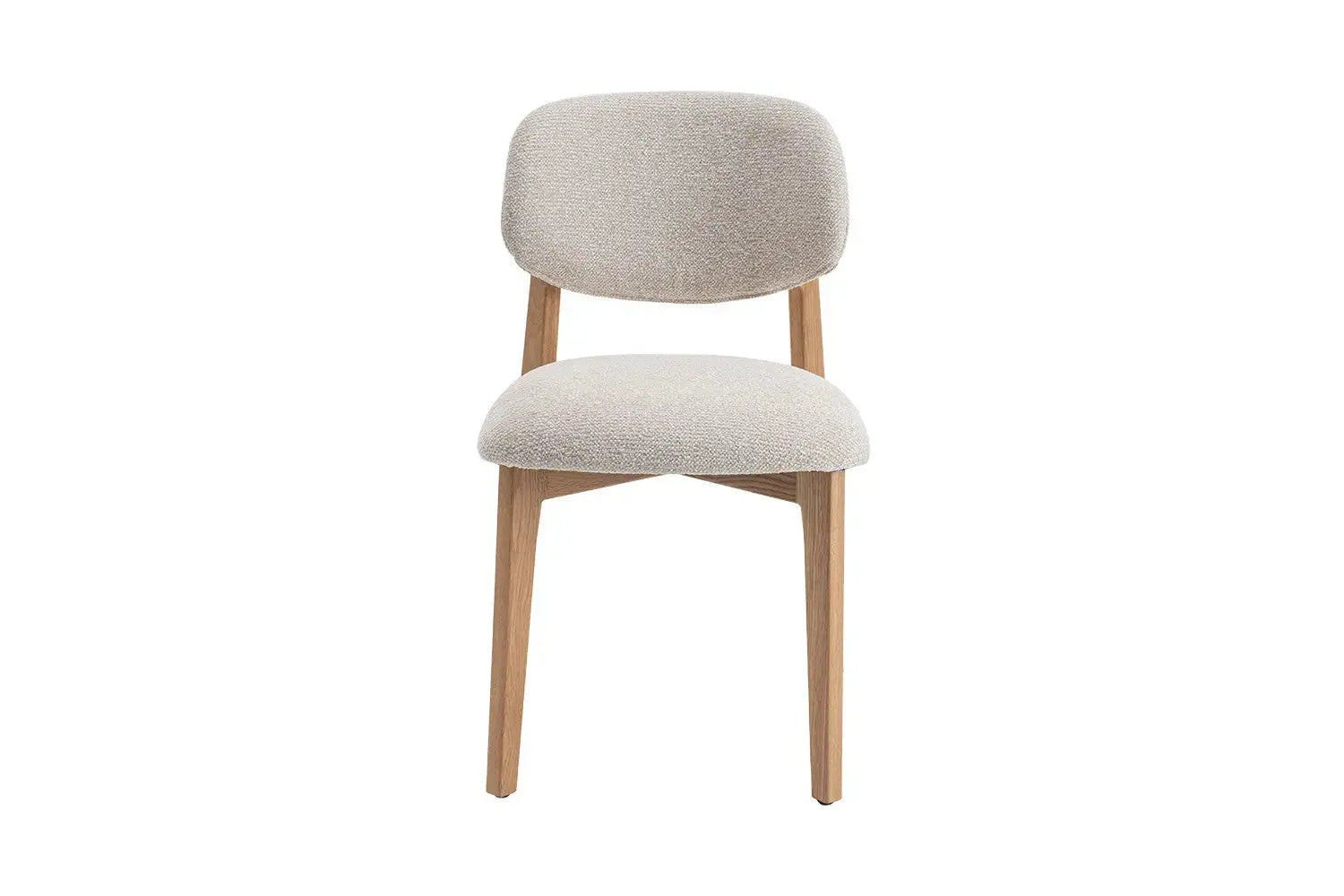 Chaise de Salle à Manger en Bois de Chêne Naturel Tissu Couleur Beige LEA Rousseau