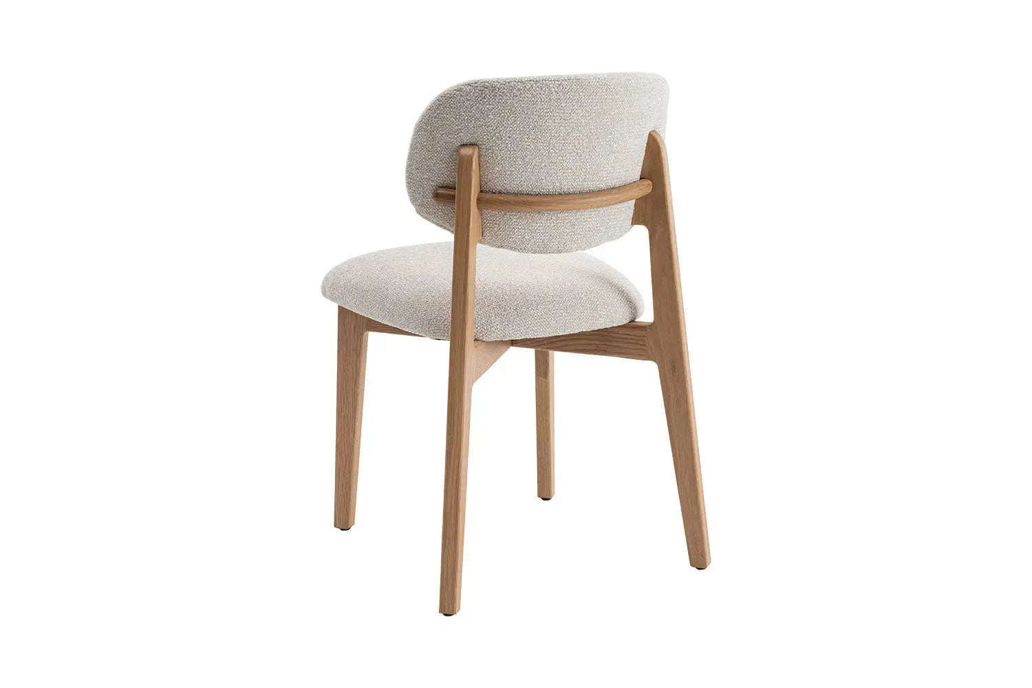 Chaise de Salle à Manger en Bois de Chêne Naturel Tissu Couleur Beige LEA Rousseau