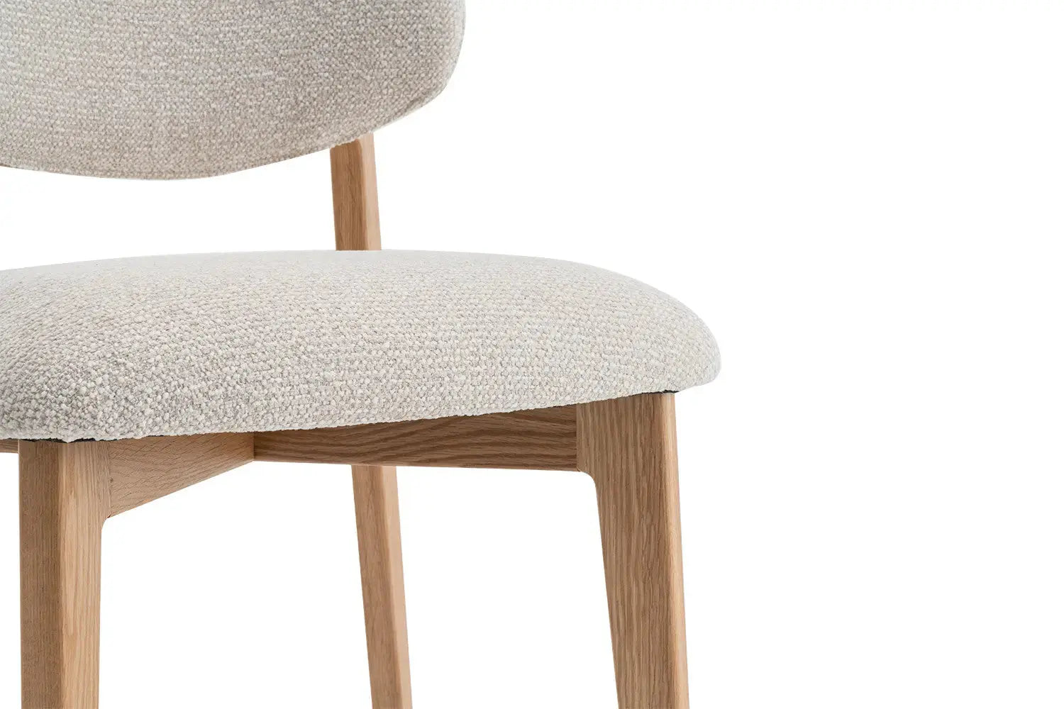 Chaise de Salle à Manger en Bois de Chêne Naturel Tissu Couleur Beige LEA Rousseau