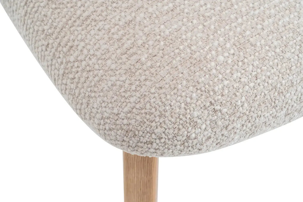 Chaise de Salle à Manger en Bois de Chêne Naturel Tissu Couleur Beige LEA Rousseau