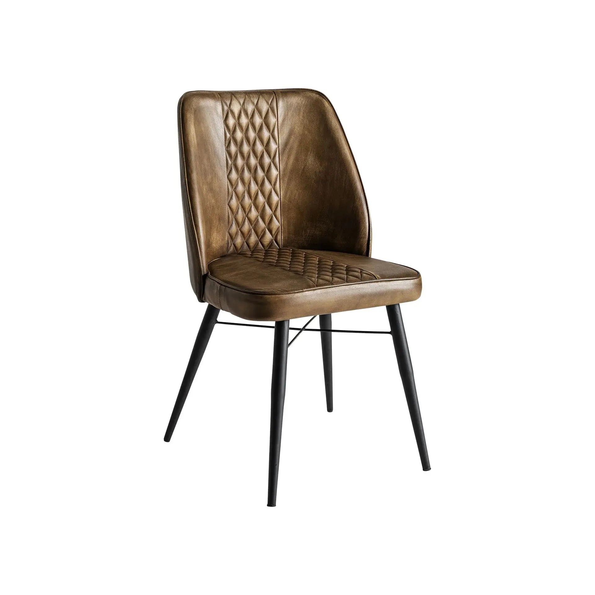Chaise de Salle à Manger en Cuir Marron BROUSE - 48 x 48 cm KODU