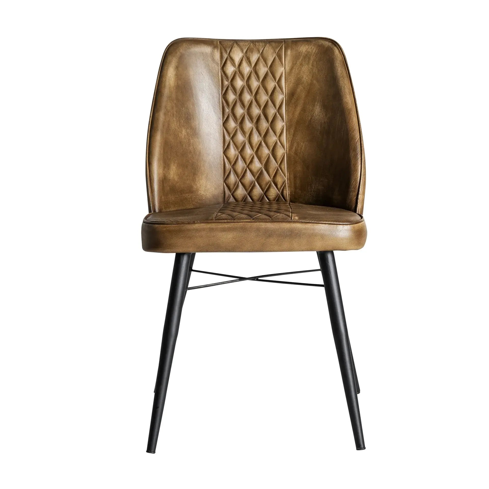 Chaise de Salle à Manger en Cuir Marron BROUSE - 48 x 48 cm KODU