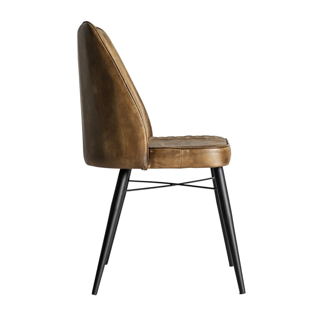 Chaise de Salle à Manger en Cuir Marron BROUSE - 48 x 48 cm KODU