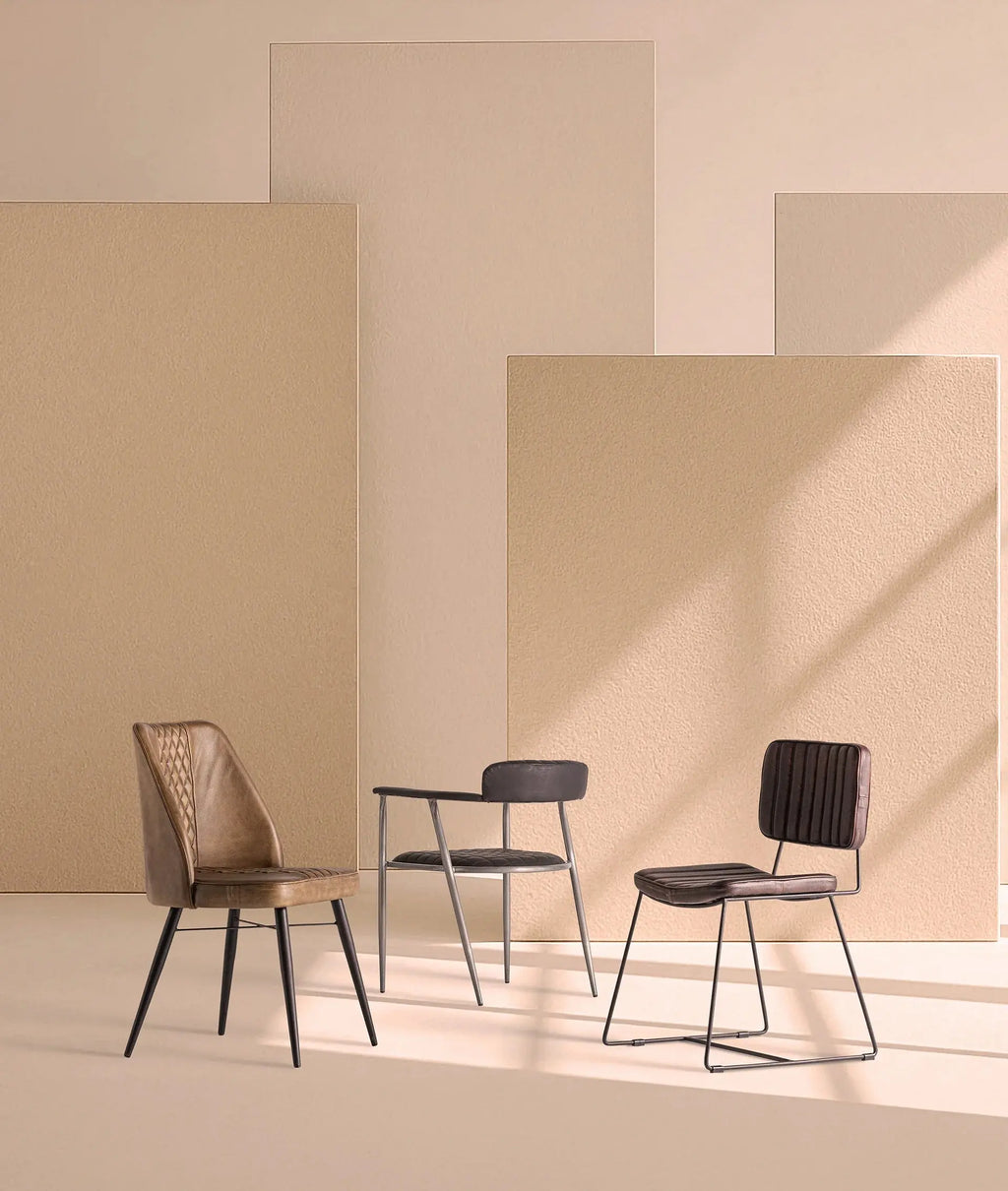 Chaise de Salle à Manger en Cuir Marron BROUSE - 48 x 48 cm KODU