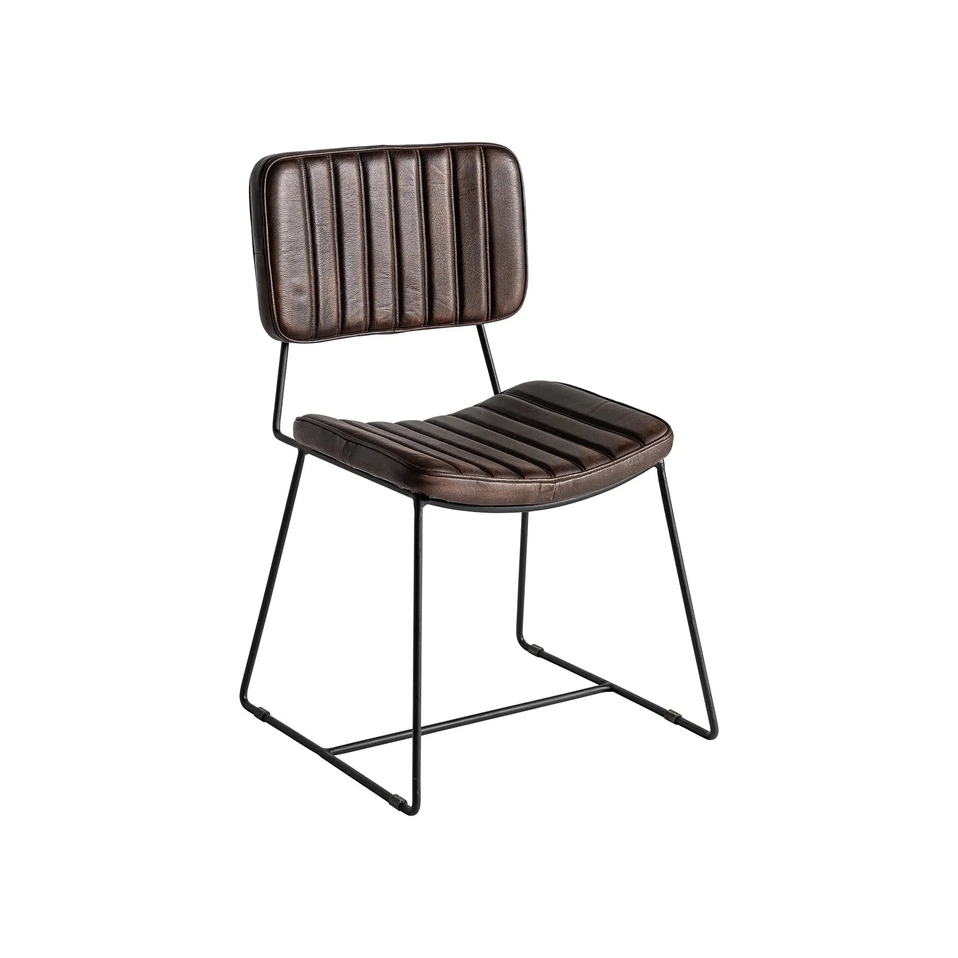 Chaise de Salle à Manger en Cuir Marron ISSERT - 50 x 53 cm KODU
