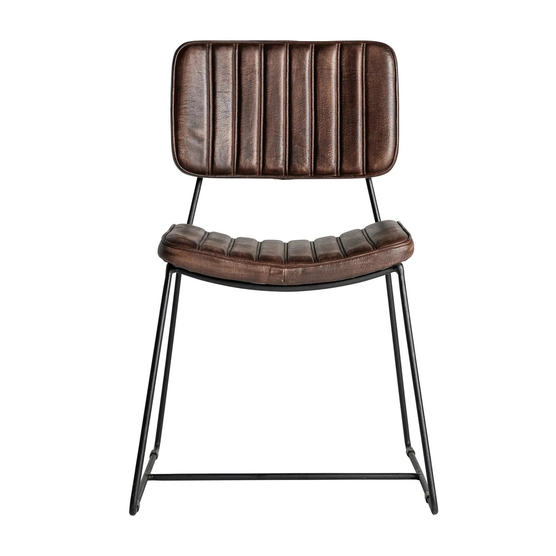 Chaise de Salle à Manger en Cuir Marron ISSERT - 50 x 53 cm KODU