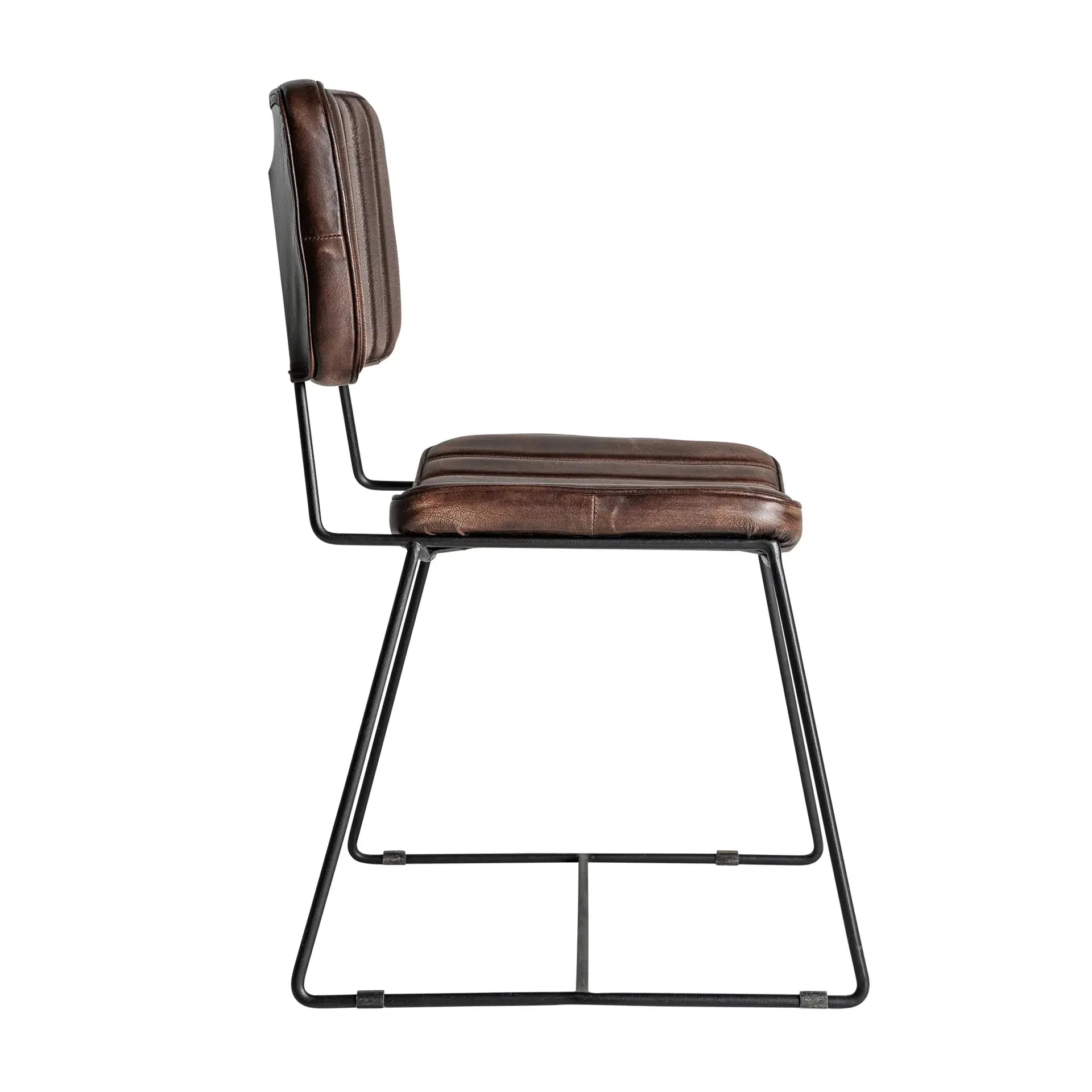 Chaise de Salle à Manger en Cuir Marron ISSERT - 50 x 53 cm KODU
