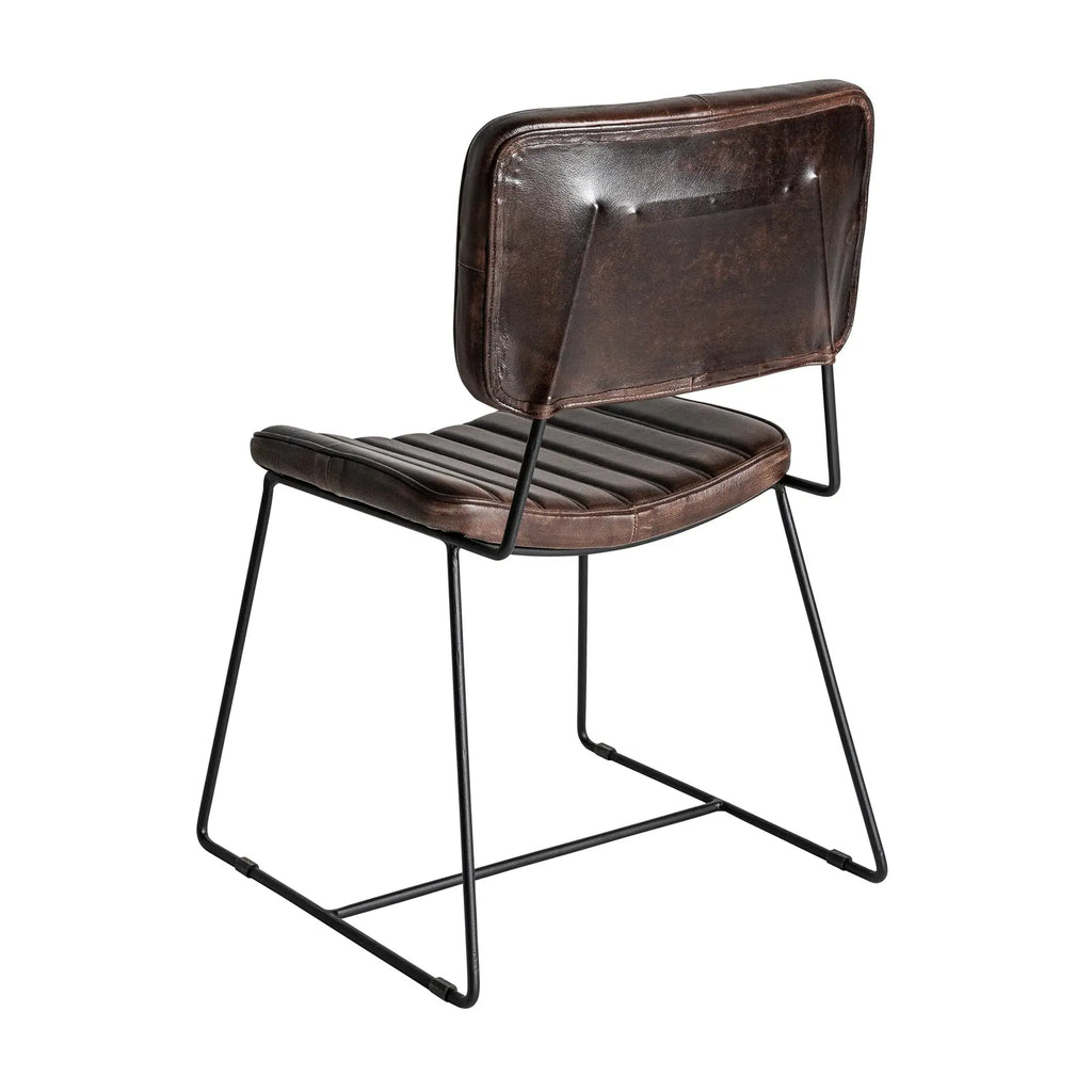 Chaise de Salle à Manger en Cuir Marron ISSERT - 50 x 53 cm KODU