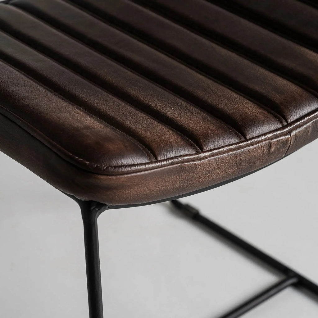 Chaise de Salle à Manger en Cuir Marron ISSERT - 50 x 53 cm KODU