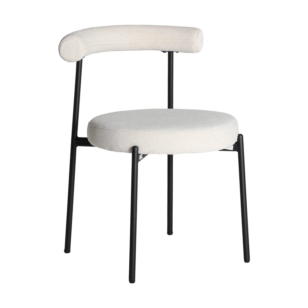 Chaise de Salle à Manger en Tissu Blanc Cassé BREVILLE -  55 x 56 cm KODU