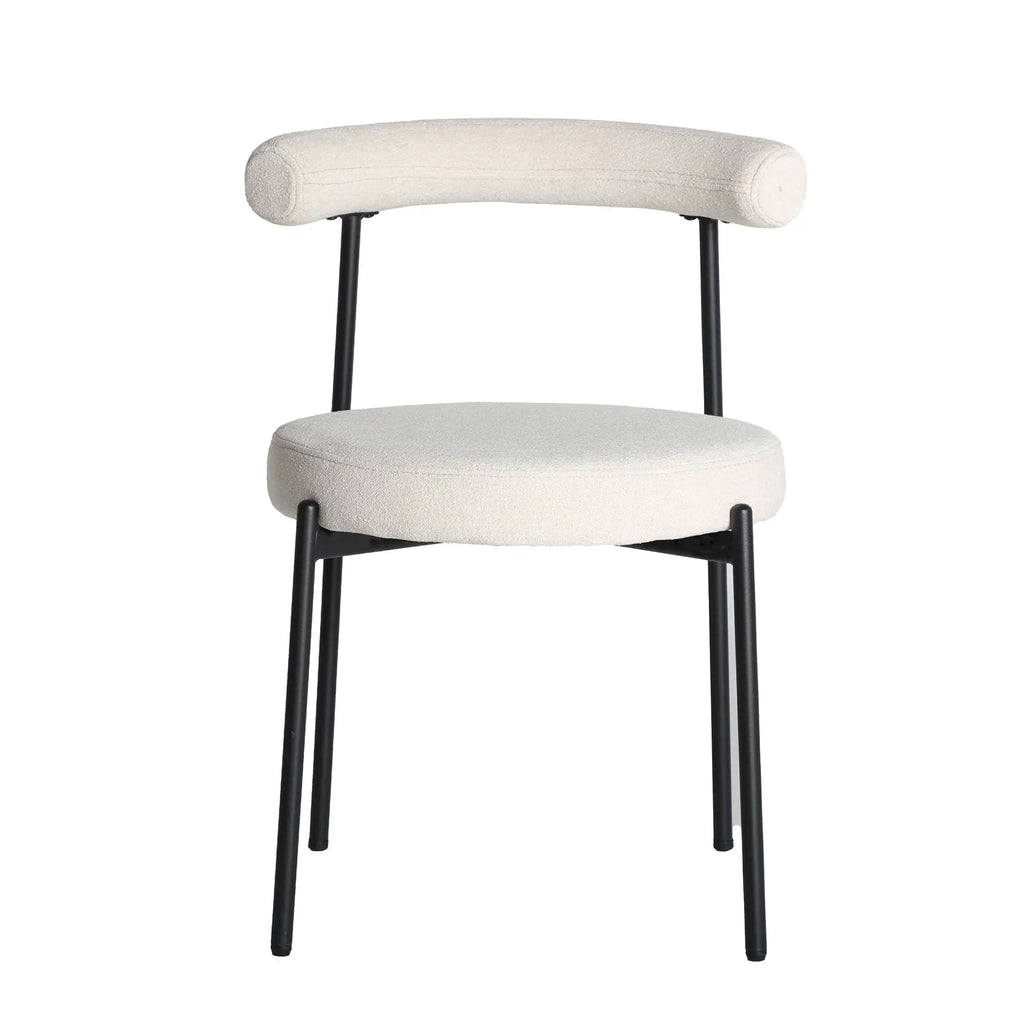 Chaise de Salle à Manger en Tissu Blanc Cassé BREVILLE -  55 x 56 cm KODU
