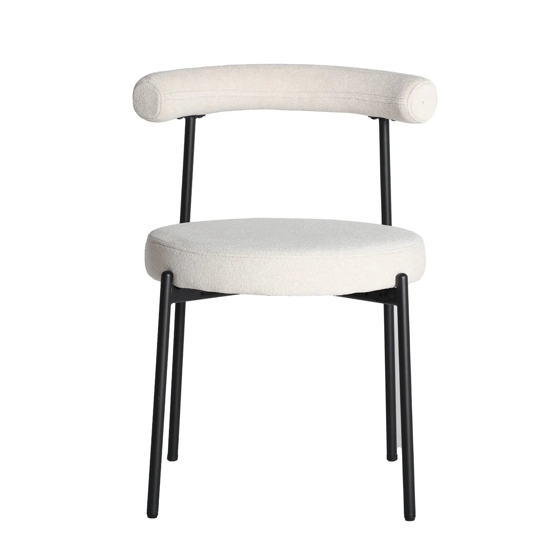 Chaise de Salle à Manger en Tissu Blanc Cassé BREVILLE -  55 x 56 cm KODU
