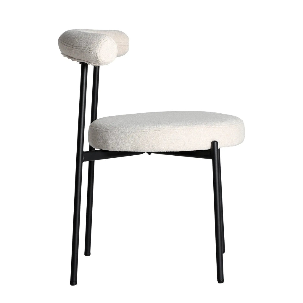 Chaise de Salle à Manger en Tissu Blanc Cassé BREVILLE -  55 x 56 cm KODU