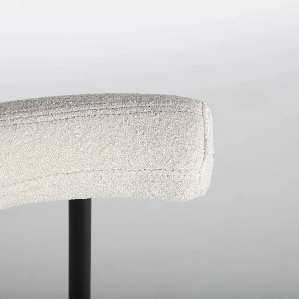 Chaise de Salle à Manger en Tissu Blanc Cassé BREVILLE -  55 x 56 cm KODU