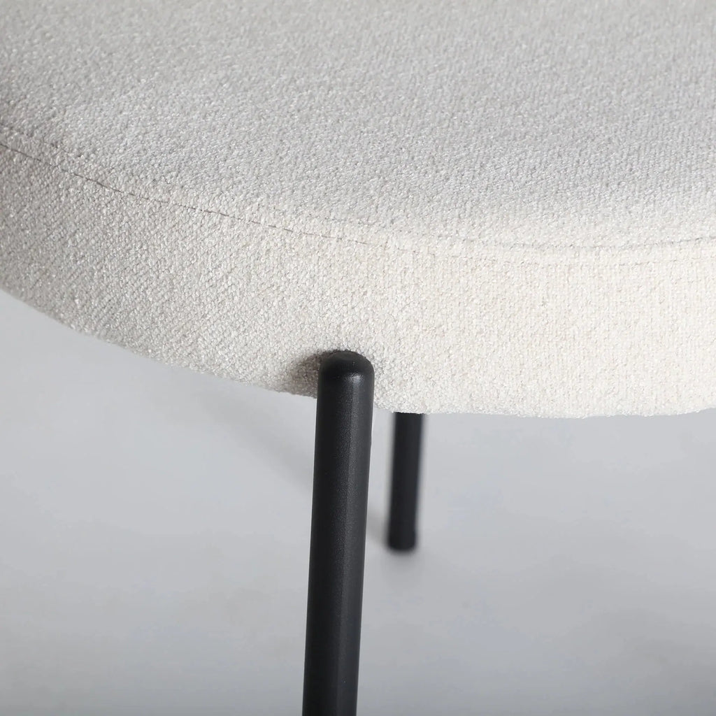 Chaise de Salle à Manger en Tissu Blanc Cassé BREVILLE -  55 x 56 cm KODU