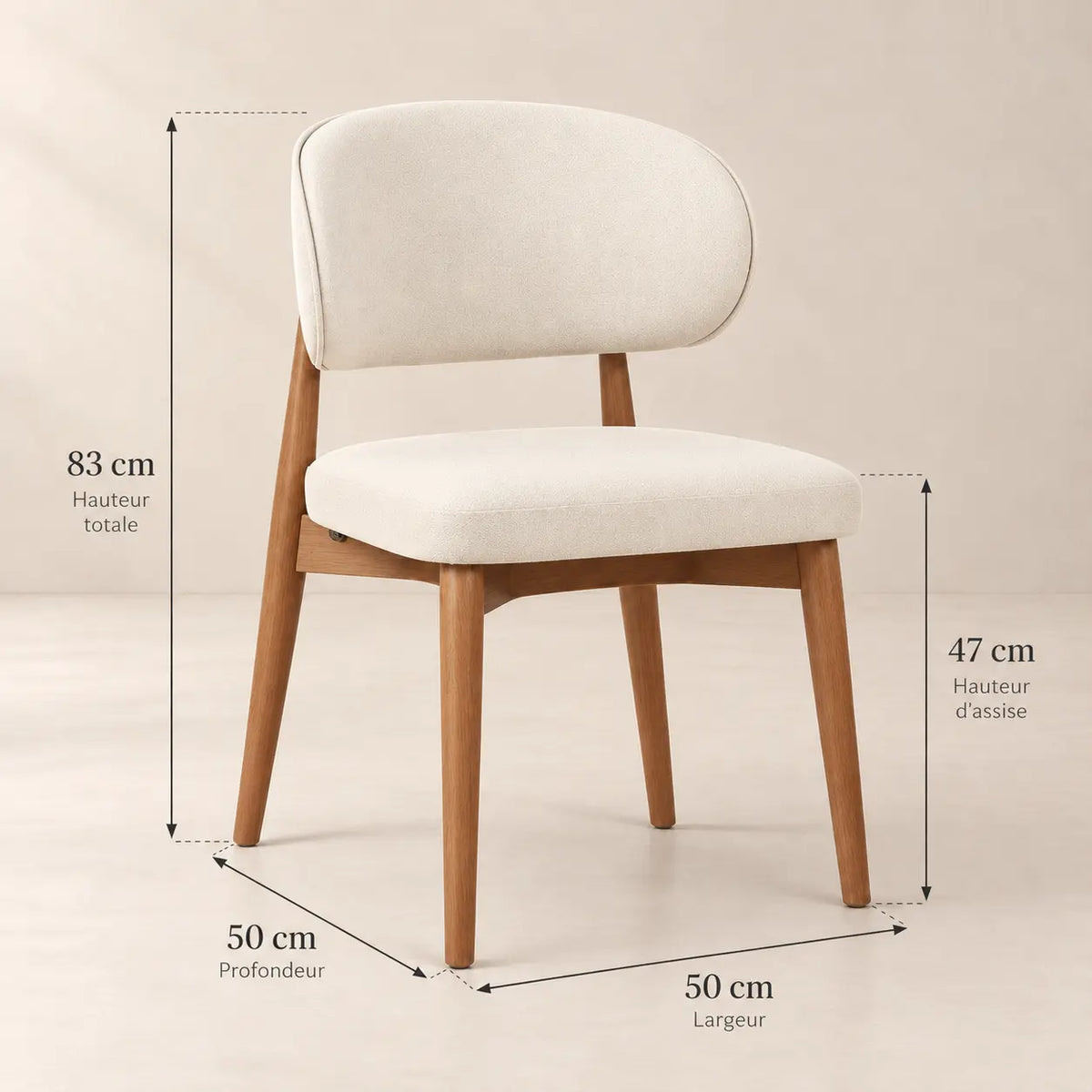 Chaise en Bois LOLY - 50 x 50 cm Hawali Home