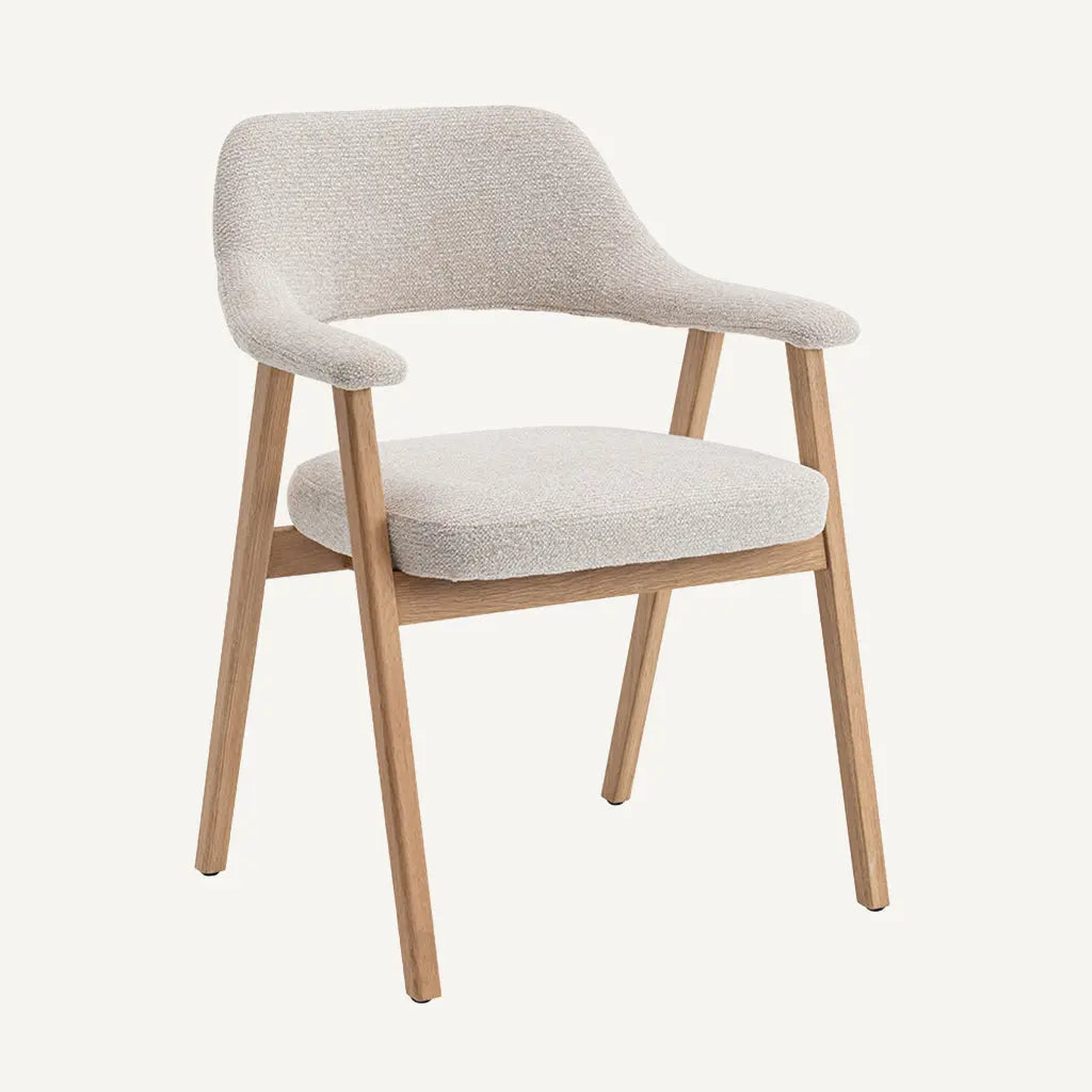 Chaise en Bois Massif avec Accoudoirs Tissu Beige MIA - 64 x 59.5 cm Rousseau
