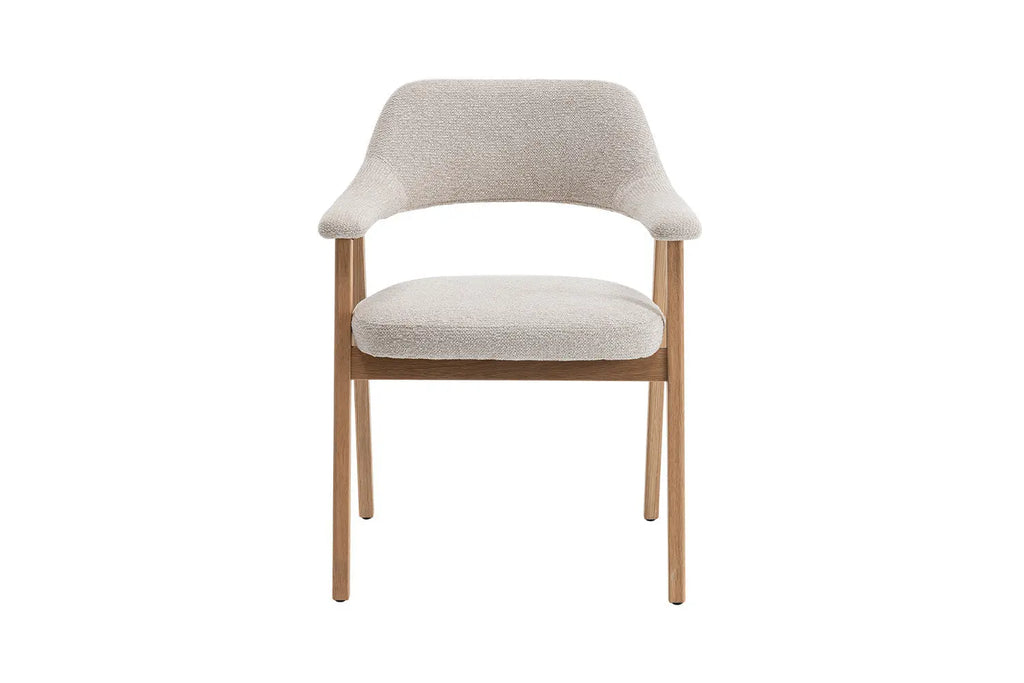 Chaise en Bois Massif avec Accoudoirs Tissu Beige MIA - 64 x 59.5 cm Rousseau