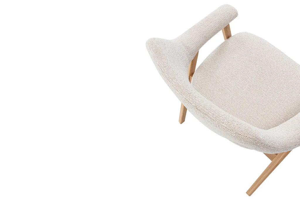 Chaise en Bois Massif avec Accoudoirs Tissu Beige MIA - 64 x 59.5 cm Rousseau