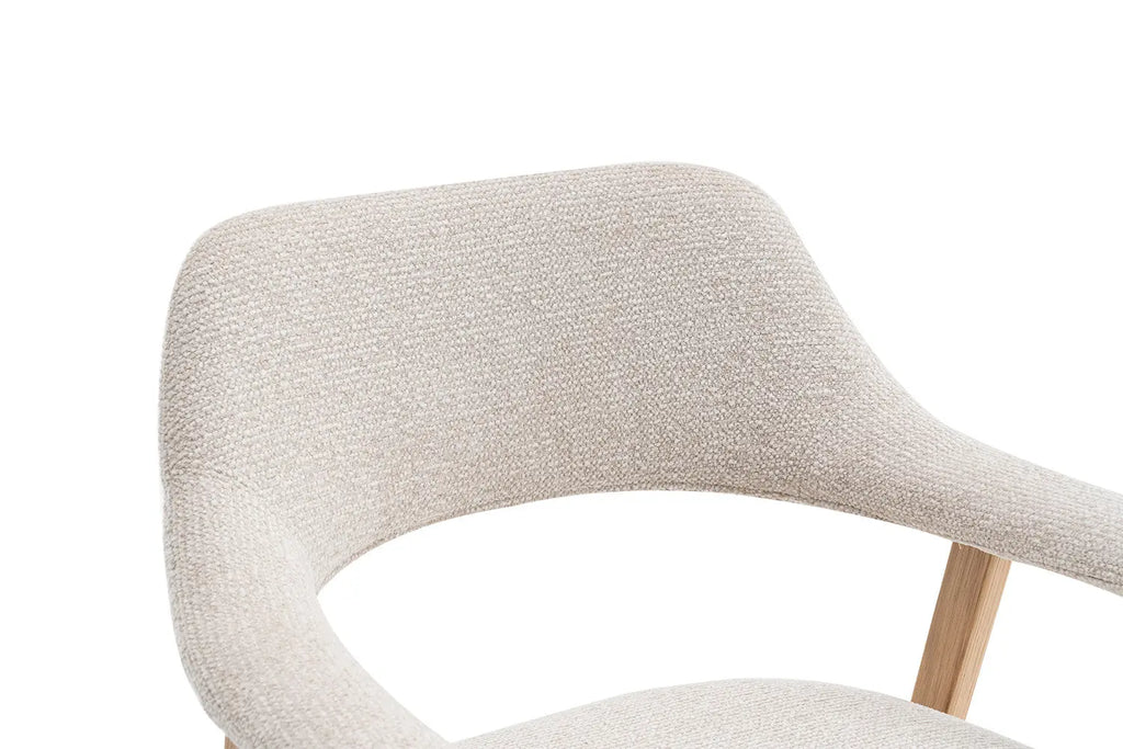 Chaise en Bois Massif avec Accoudoirs Tissu Beige MIA - 64 x 59.5 cm Rousseau