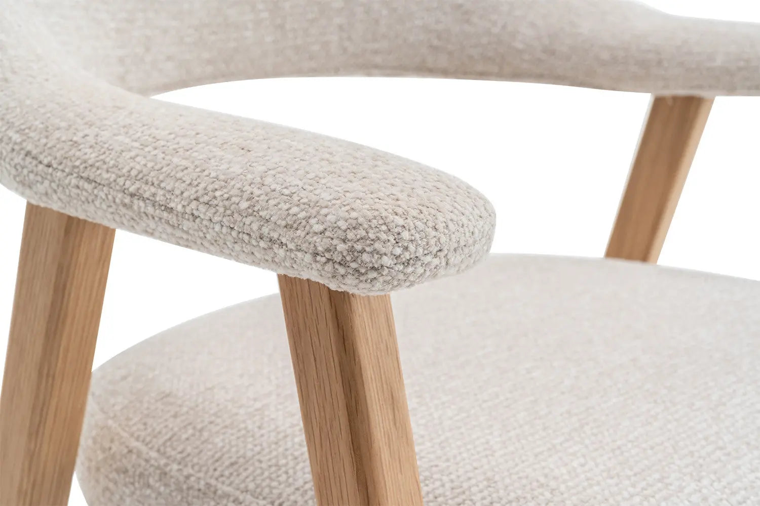 Chaise en Bois Massif avec Accoudoirs Tissu Beige MIA - 64 x 59.5 cm Rousseau