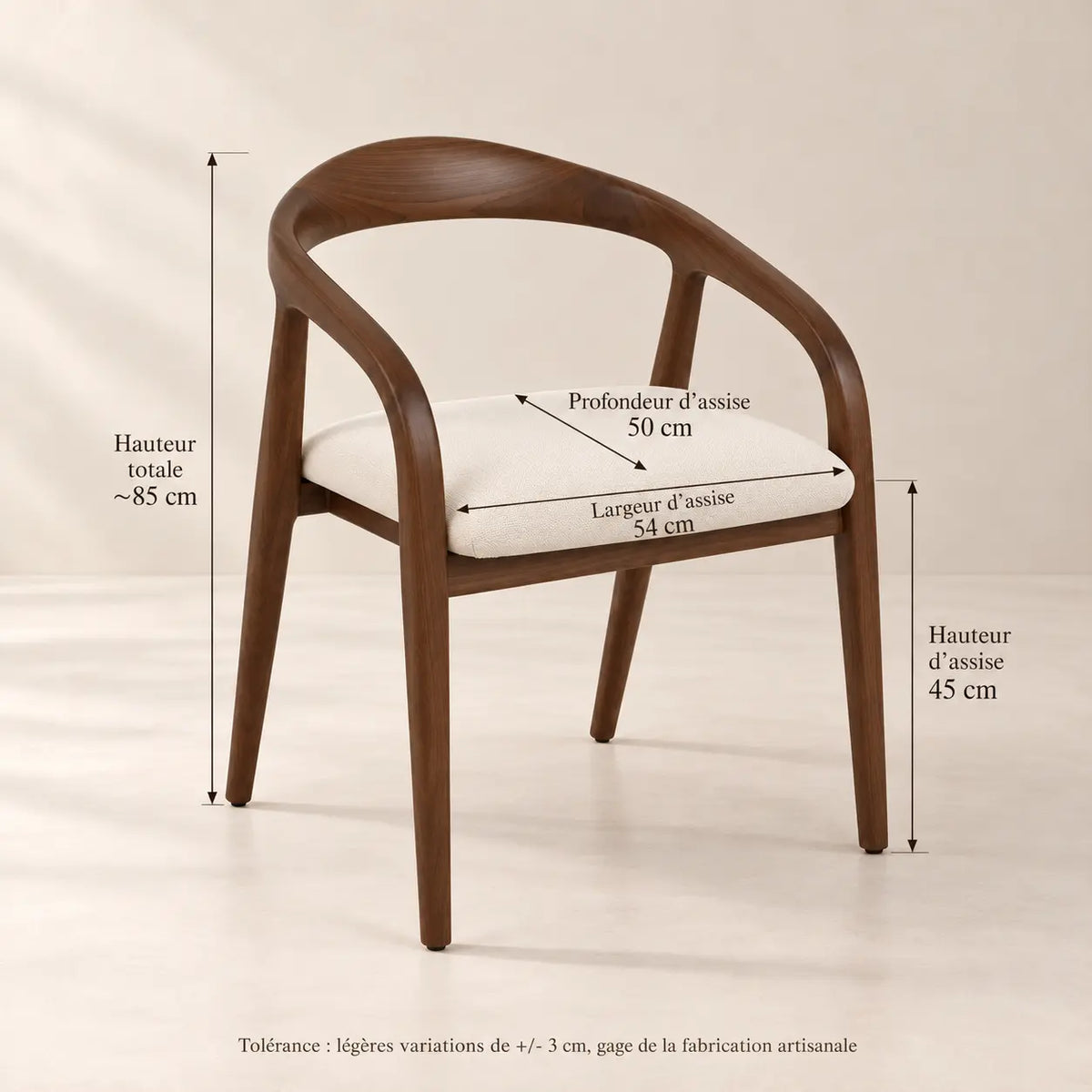 Chaise STELLA avec accoudoirs, fabrication artisanale au Maroc