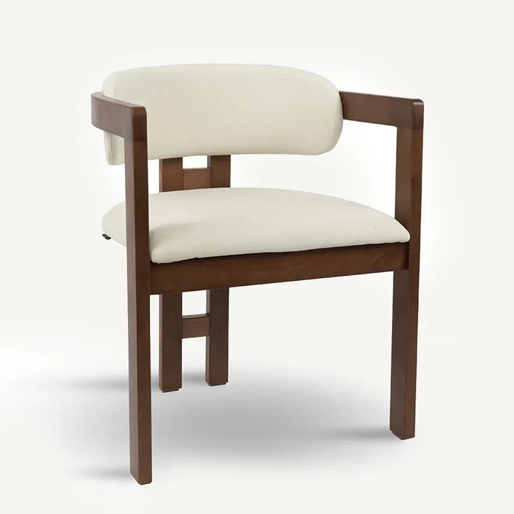 Chaise en Bois d’Hévéa Tissu Velours Beige MOLLY - 76 x 61 cm Hawali Home