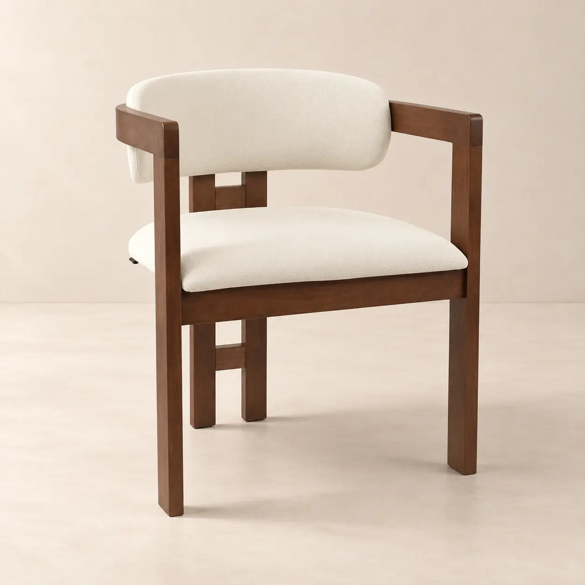 Chaise en Bois d’Hévéa Tissu Velours Beige MOLLY - 76 x 61 cm Rousseau