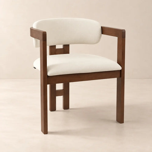 Chaise en Bois d’Hévéa Tissu Velours Beige MOLLY - 76 x 61 cm Rousseau