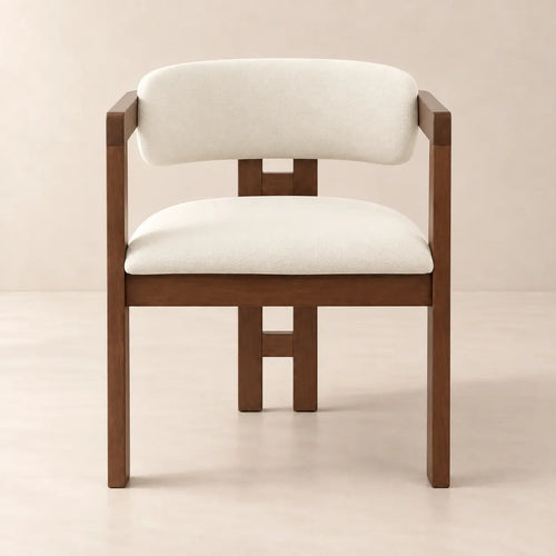 Chaise en Bois d’Hévéa Tissu Velours Beige MOLLY - 76 x 61 cm Rousseau