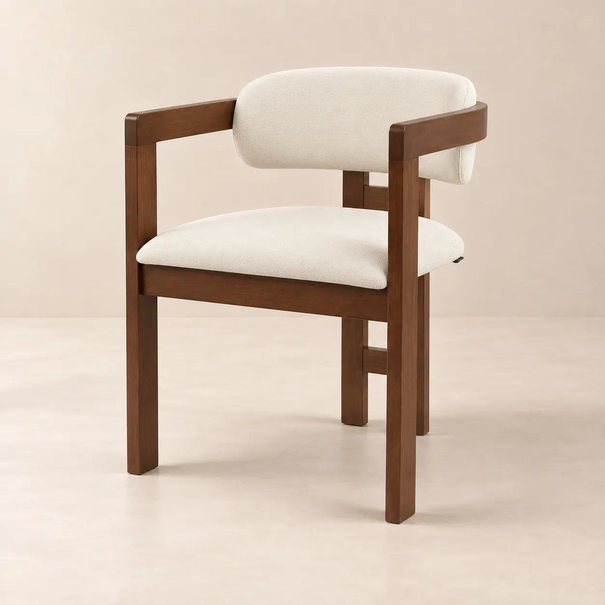 Chaise en Bois d’Hévéa Tissu Velours Beige MOLLY - 76 x 61 cm Rousseau